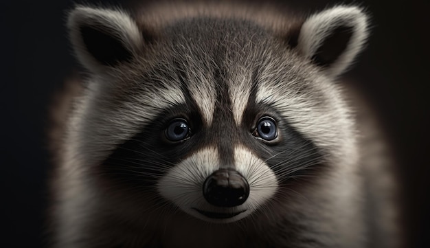 Illustraion di triste Racoon carino su sfondo grigio Alta qualità di rendering 3D Racoon