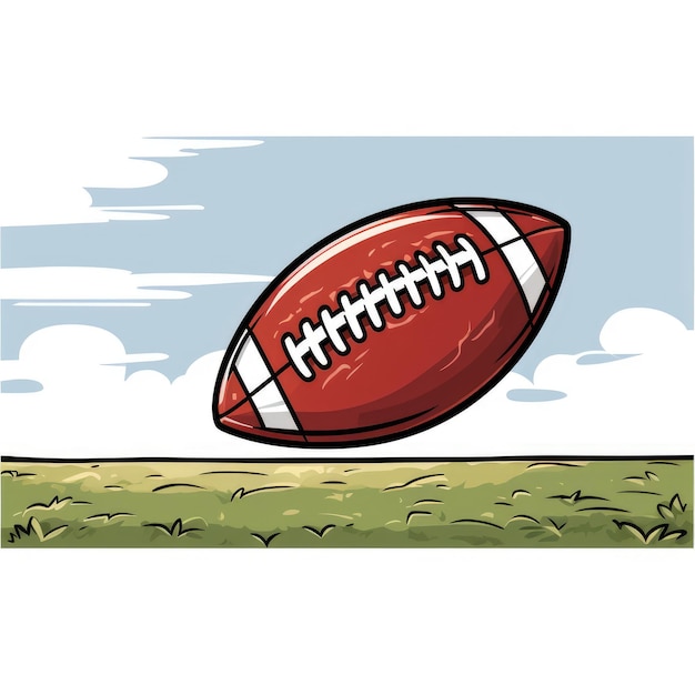Illustrare minimalista Cartoon Style Football Clip Art con spessi contorni su sfondo bianco End Zone