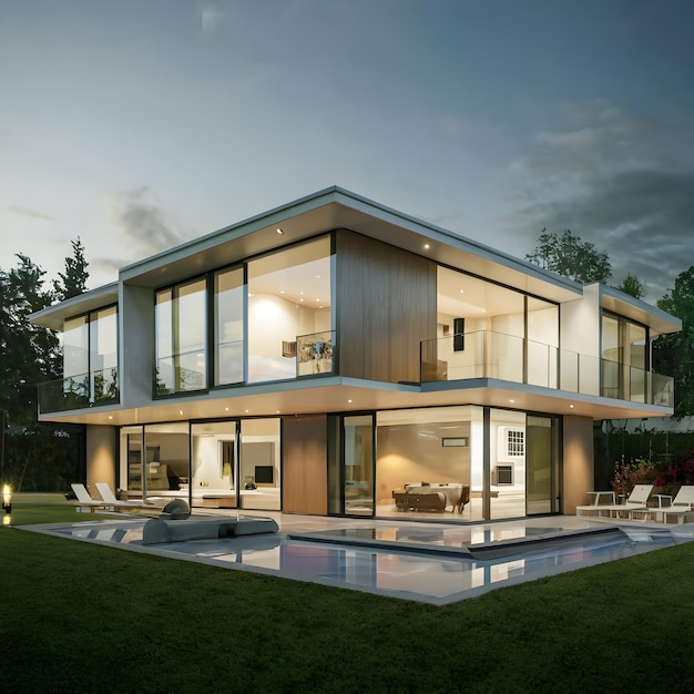 Illustrare un'abitazione urbana futuristica con elementi di design audace 3D generati da ai