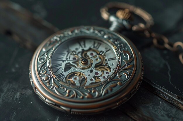 Illustrare un orologio da tasca steampunk con un'intricata IA generativa