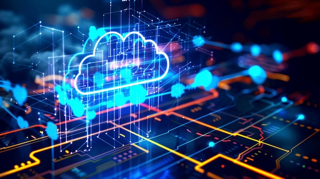 illustration digital cloud or saas background