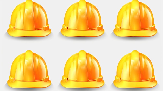 Illustration of a set of orange hard hat on a white background