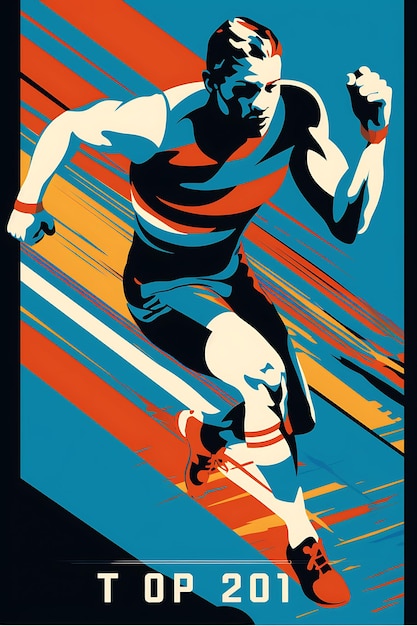 Illustrazione 200 metri Sprint Velocità e intensità Alto contrasto Colore Sch Flat 2D Sport Art Poster