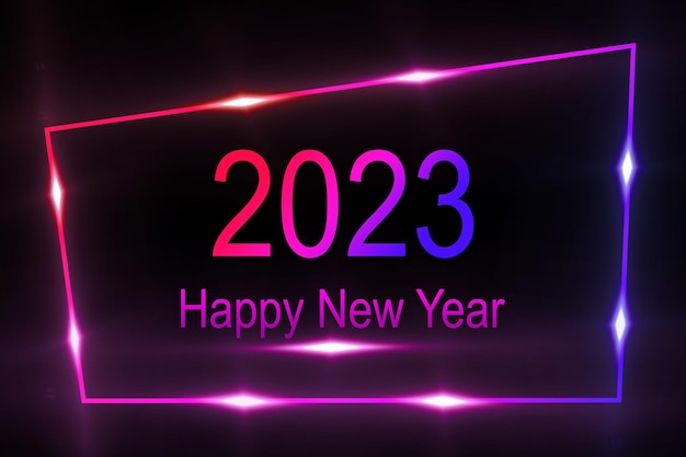 Illustrazione 2023 Happy New Year Background Design Lettering biglietto di auguri