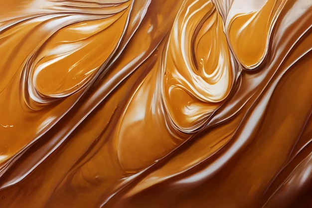 Illustrazione 2D del fondo vorticoso del cioccolato al caramello fuso