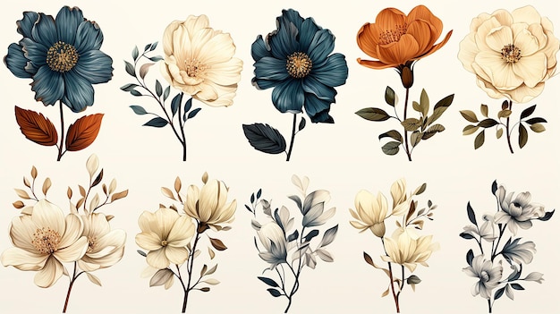 Illustrazione 2D Immagine decorativa del fiore isolato