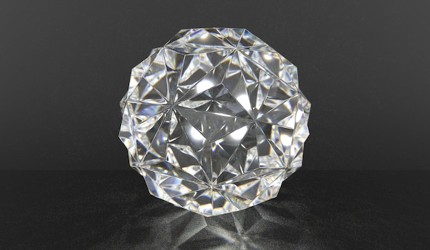 Illustrazione 3D a sfondo nero a forma di cerchio di diamante