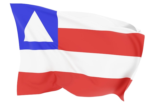 illustrazione 3d astratta della bandiera bahia su tessuto ondulato isolato su bianco