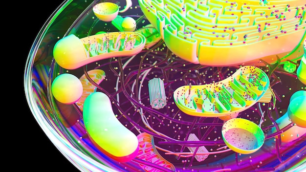 Illustrazione 3D astratta della cellula e del centriolo