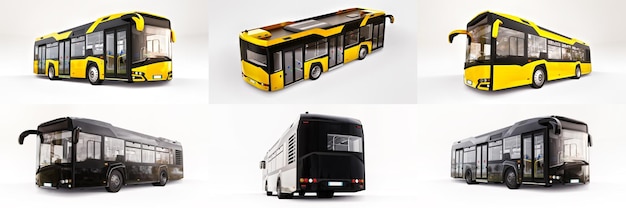 illustrazione 3d Autobus urbano Mediun su sfondo bianco isolato rendering 3d