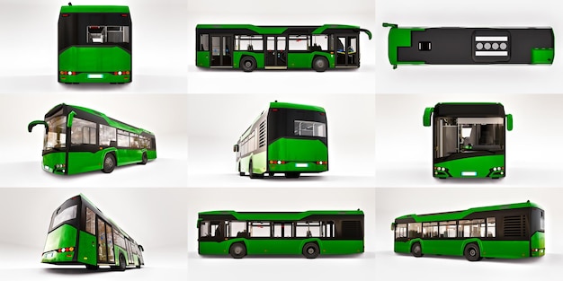 illustrazione 3d Autobus urbano Mediun su sfondo bianco isolato rendering 3d