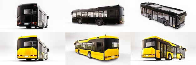 illustrazione 3d Autobus urbano Mediun su sfondo bianco isolato rendering 3d