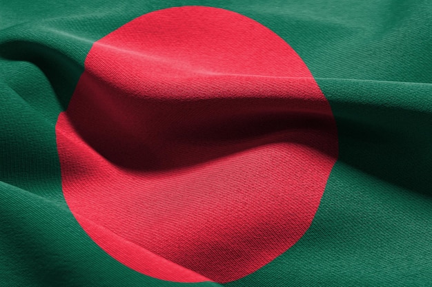 Illustrazione 3D bandiera del primo piano del Bangladesh
