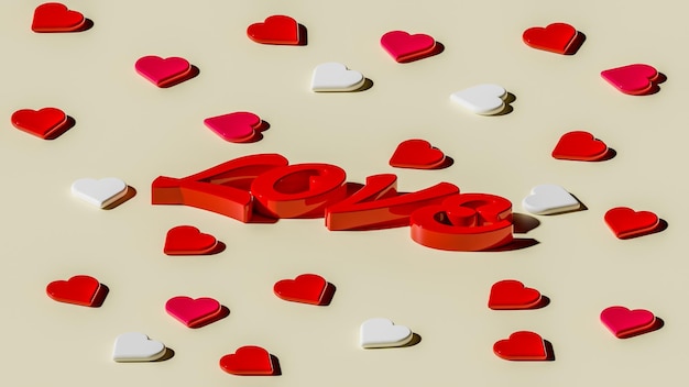 Illustrazione 3D bella felice San Valentino sfondo