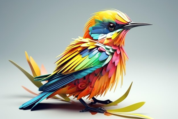 Illustrazione 3D con un uccello realistico