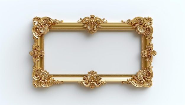 Illustrazione 3D cornice d'oro classica in stile barocco