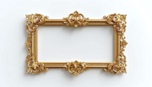 Illustrazione 3D cornice d'oro classica in stile barocco