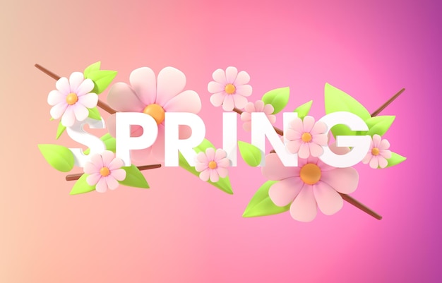 Illustrazione 3D dei fiori di primavera isolati