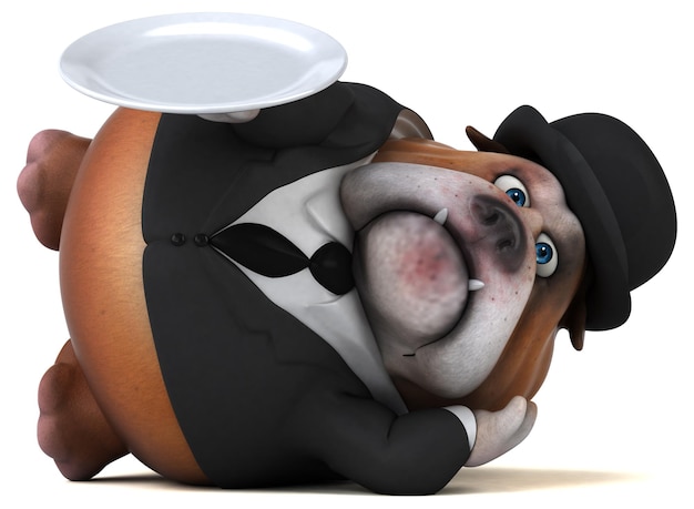 Illustrazione 3D del bulldog divertente