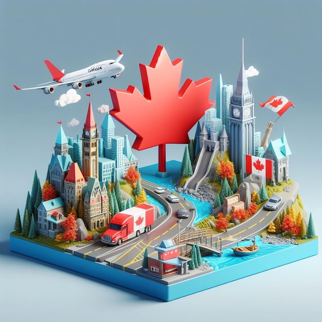 Illustrazione 3D del Canada