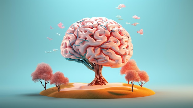 Illustrazione 3d del cervello sano