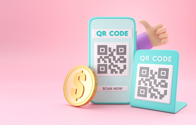 Illustrazione 3D del codice QR mobile