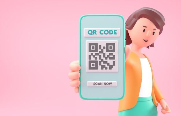 Illustrazione 3D del codice QR mobile