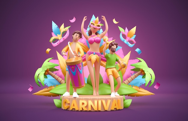 Illustrazione 3D del concetto di carnevale 3D