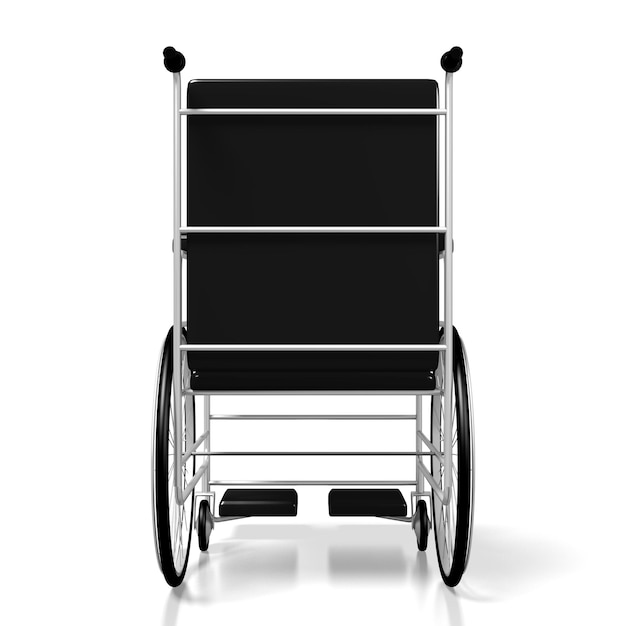 Illustrazione 3D del concetto di disabilità in sedia a rotelle nera
