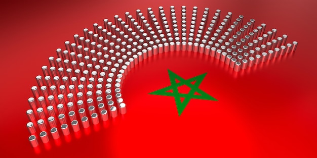 Illustrazione 3D del concetto di elezione parlamentare del voto della bandiera del Marocco