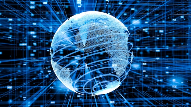 Illustrazione 3D del concetto di rete internet online globale