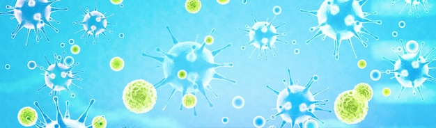 Illustrazione 3D del concetto di rischio pandemico di sfondo del virus Corona