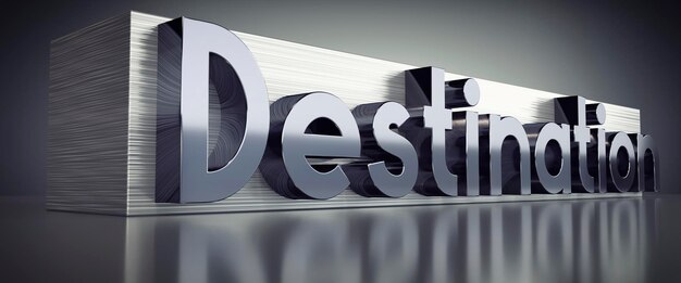 Illustrazione 3D del concetto tipografico del metallo di destinazione
