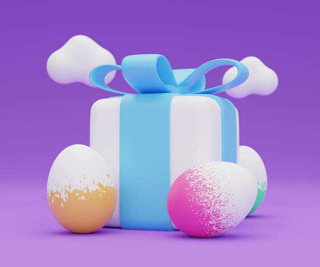 Illustrazione 3d del contenitore di regalo dell'uovo di Pasqua