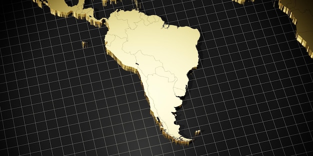 Illustrazione 3D del continente sudamericano
