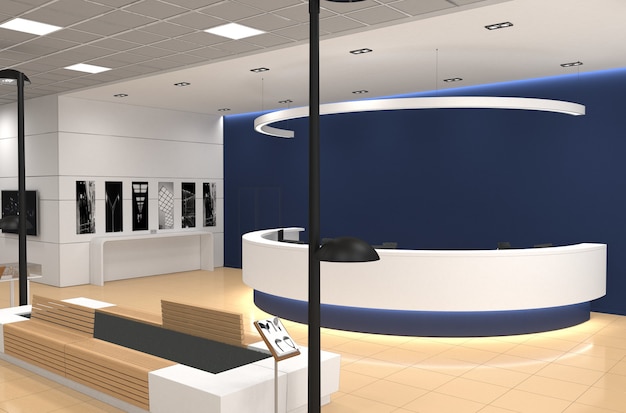 Illustrazione 3D del corridoio dell'ufficio