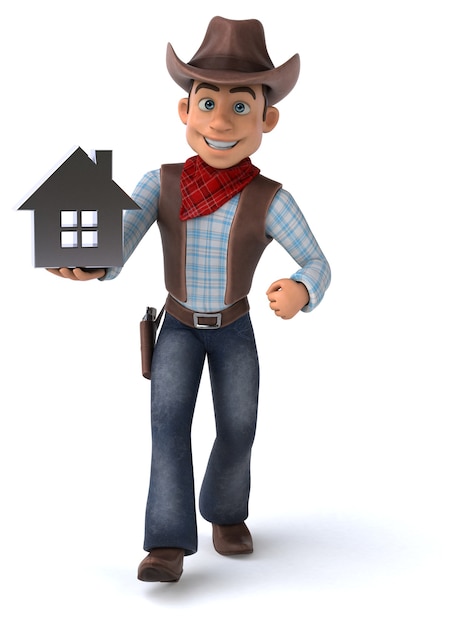 Illustrazione 3D del cowboy divertente