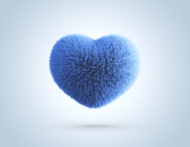 Illustrazione 3D del cuore lanuginoso blu