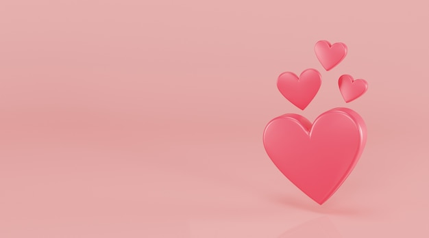 Illustrazione 3d del cuore rosa.