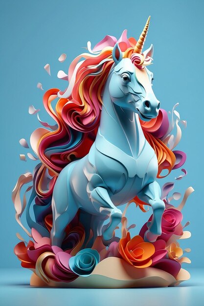 Illustrazione 3D del design carino dell'unicorno
