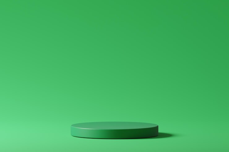 Illustrazione 3d del display del prodotto del piedistallo del podio del cilindro verde