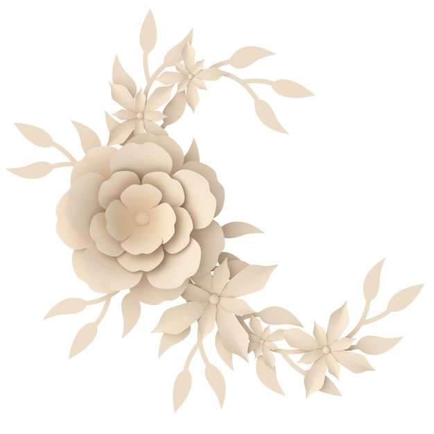 Illustrazione 3D del fiore di carta