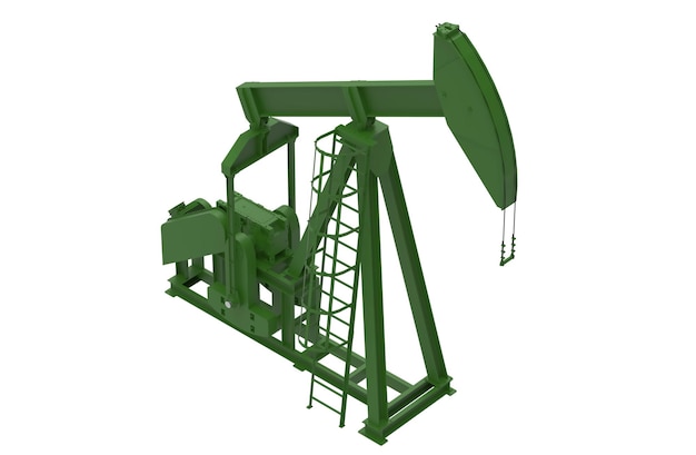 illustrazione 3d del fondo isolato della pompa dell'olio del pumpjack