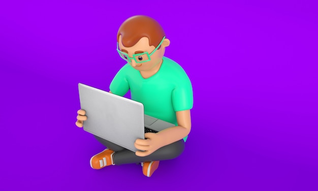 Illustrazione 3d del giovane con il taccuino