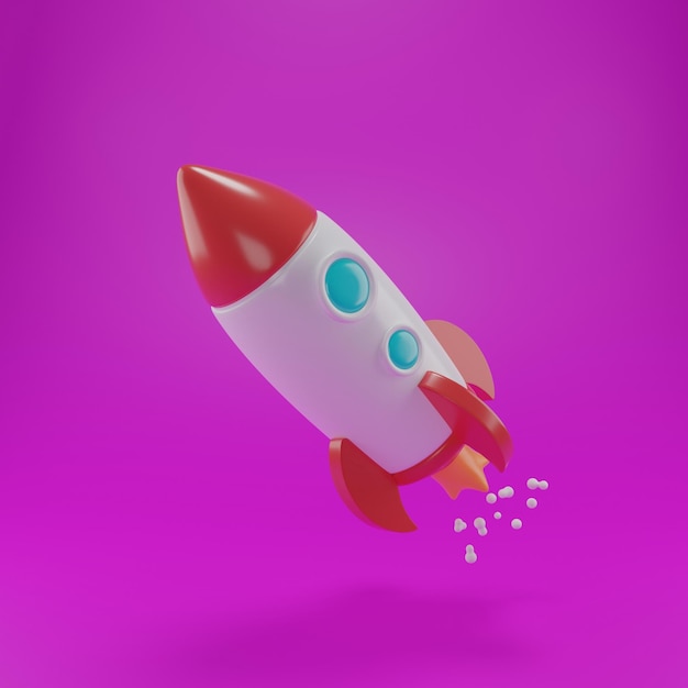 Illustrazione 3D del lancio di un razzo per il design