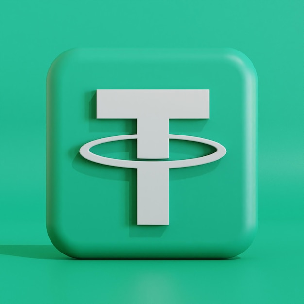 Illustrazione 3d del logo del simbolo della criptovaluta Tether