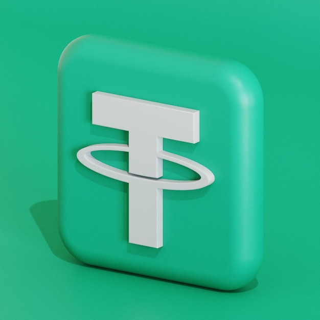 Illustrazione 3d del logo del simbolo della criptovaluta Tether