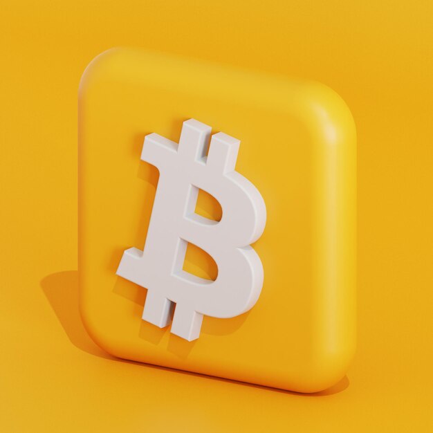 Illustrazione 3d del logo di simbolo di criptovaluta Bitcoin