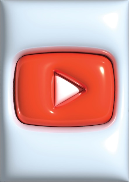 Illustrazione 3D del logo di YouTube su sfondo bianco Illustrazione di rendering 3D