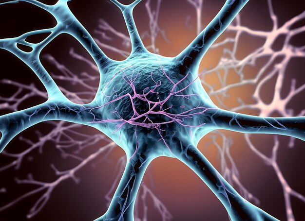 Illustrazione 3D del neurone può essere utilizzata come sfondo